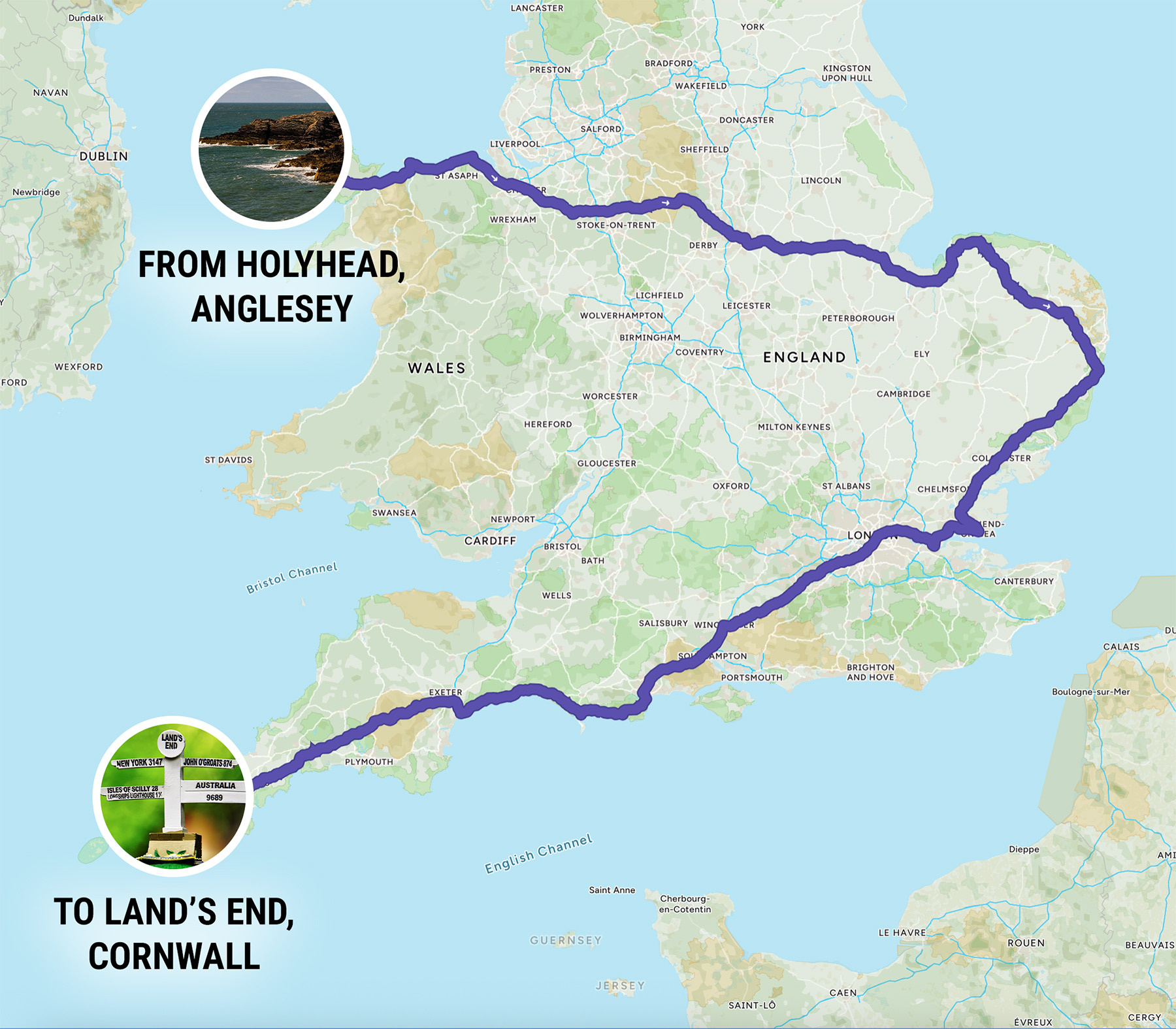 Main route map for the 2 Legs for 4 Charity Marathons
